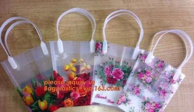 China PP Trapezidal Rectangular Flower Package Bags,PP Flower Plastic Carry Bag with Tube Handle,flower pot bag printing PP pl for sale