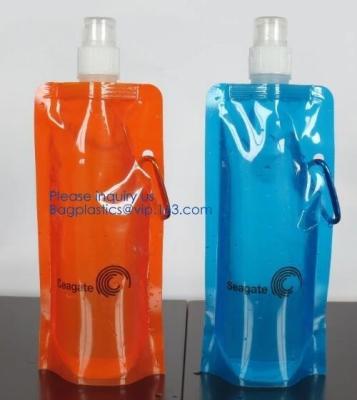 China Promotional Customized Foldable Plastic Water Bottle Bag,Fashion bpa free bottle foldable water bag 480ml bagease pack for sale