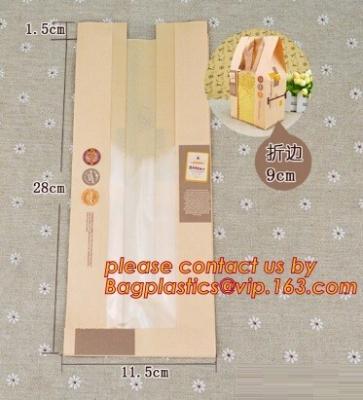 China OPP Window Paper Bags, opp paper bags, Custom printed French bread packaging kraft paper bags with window, Take away for sale