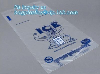 China ECO FRIENDLY ICE PACK BAGS, ECO GREEN PACKAGING, BIO ICE BAG, disposable drawstring top crystal clear ice plastic bag, for sale