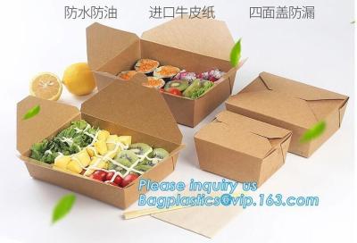 China New Brown Kraft Takeaway Lunch Box Paper Folding Lunch Box Disposable Food Container Biodegradable Packaging Paper Box for sale