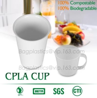 China 16 oz PLA compostable coffee paper cup with CPLA compostable lid,100% compostable pla coated paper cup 6OZ with CPLA Lid for sale