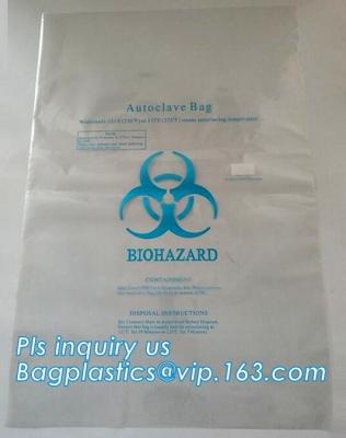 China biodegradable biohazard bag/Recycled garbage bag, Polyethylene Biohazard Printed Clear Plastic Zip lockk Specimen Bags Wit for sale