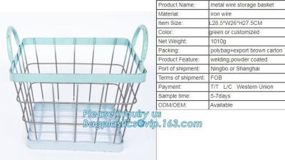 China supermarket custom oblong wire metal storage baskets, Rose-Gold Fruit Baskets Storage Baskets Metal Wire Baskets, wire for sale