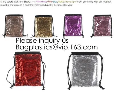 China Fashion Bling Sublimation Strapping Sequin Drawstring Backpack Bag,Glitter Mermaid Flip Sequin Bag Outdoor Shoulder Reversib for sale