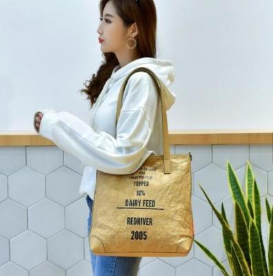 China washable paper tote bag,hot sale washable paper tote bag, Brown washable kraft paper shopping bag,foldable washable kraf for sale