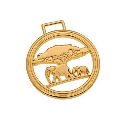 China Eco-friendly Elephant Round Handle High End Metal Logo Tags Personal Metal Logo Plate For Handbags for sale