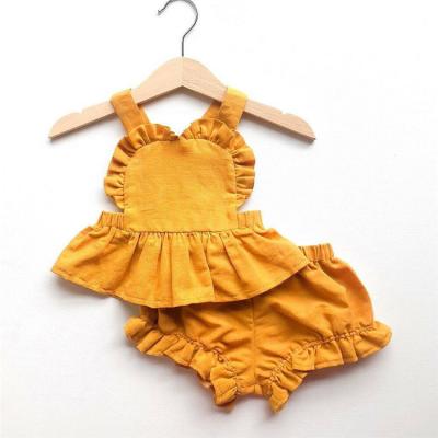 China Little Girls Breathable Sleeveless Outfits Wholesale Breathable/Washable Summer Ruffle Clothes for sale