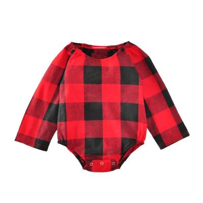 China New Arrival Red Black Baby Boutique Soft Long Sleeve Grid Cotton Kids Jumpsuit for sale