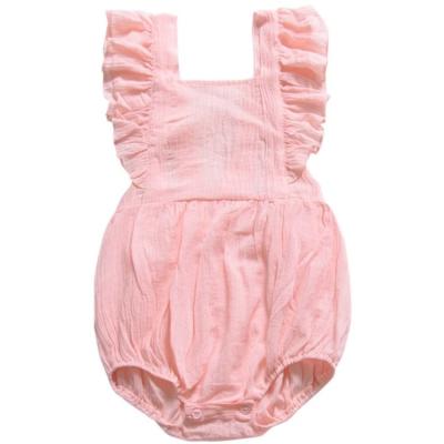 China 100% Cotton Floating Sleeve Baby Girls Romper Canvas Summer, Girls Boutique Romper, Girls Romper for sale