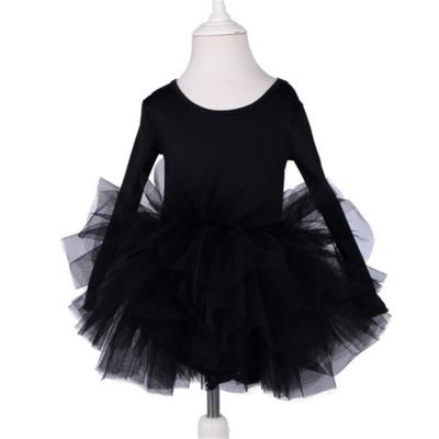 China Breathable Design Fashion Black Tutu Girls Pom Pom Multicolor Ballet Dance Dress For Kids for sale