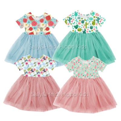 China Boutique Milk Silk Girls Tulle Summer Dresses Kids Clothes Breathable for sale