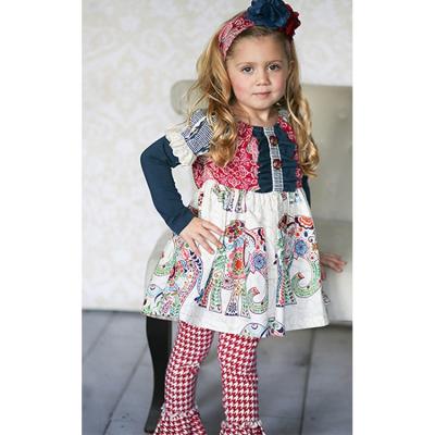 China Vintage Giggle Moon Remake Outfits Girls Cotton Ruffle Clothing Set Girls Winter Outfit for sale