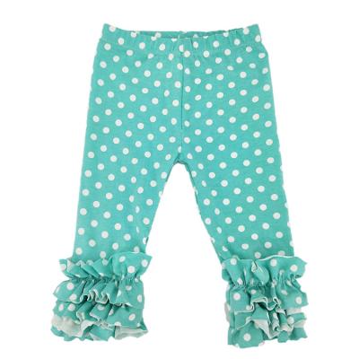 China Blue Polka Dot Ruffle Pants, Washable Girls Tight Pants, Baby Girls Breathable Pants for sale