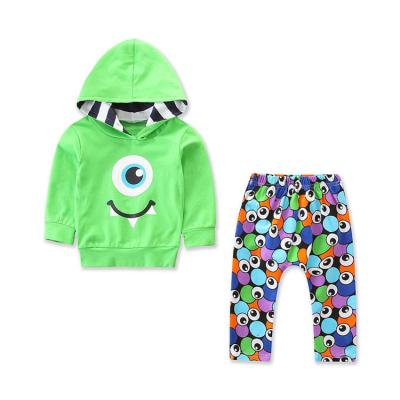 China Casual Long Sleeve Boys Halloween Hoodie Set Kids Big Eye Print Clothes , Boy Sport Clothing Sets for sale