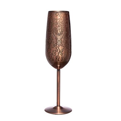 Cina Bicchieri di champagne in acciaio inossidabile incrollabili 200 ml Copper Baroque Style Wine Cup in vendita