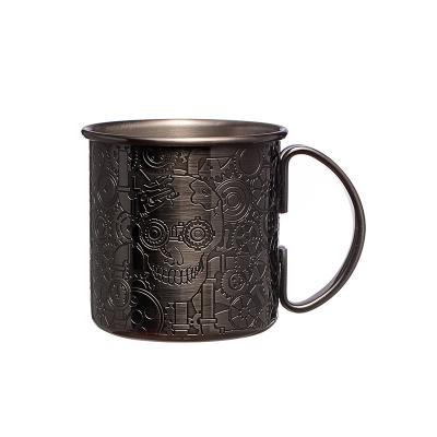 China Etching Design Stainless Steel 304 Mule Mug Black Travel Camping Wine Mug For Party for sale