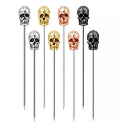 China Stainless Steel Fruit Skewer Stick Fork Bar Tools Creative Skeleton Shape Fruit Needle zu verkaufen