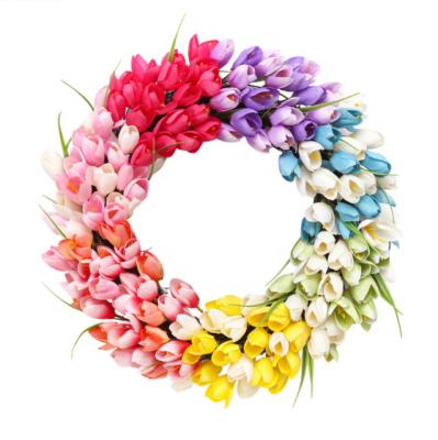 China Wholesale Party Outdoor Celebration Festival Artificial Silk Tulip Garland Wall Fake Valentine's Day Christmas Tulip Garlands Decorative Garlands for sale