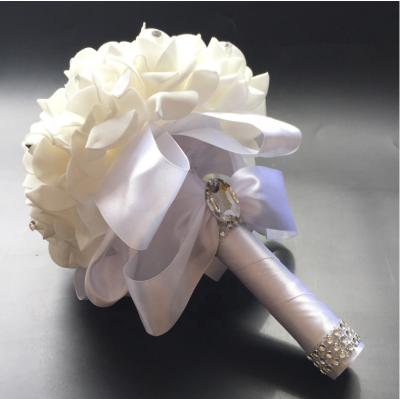 China Luxury Gift Customized PE Foam Artificial Bride Simulation Bridesmaid Holding Wedding Flower Bouquet With Diamond for sale