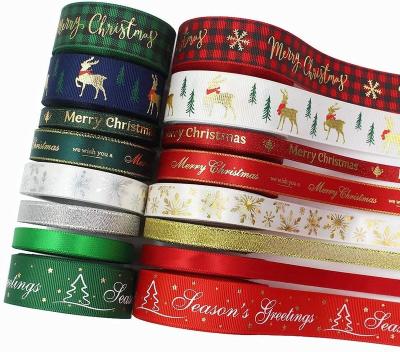 China Custom Christmas ribbon high tenacity ribbon holiday fabric festival gift ribbon for gift wrapping decoration for sale