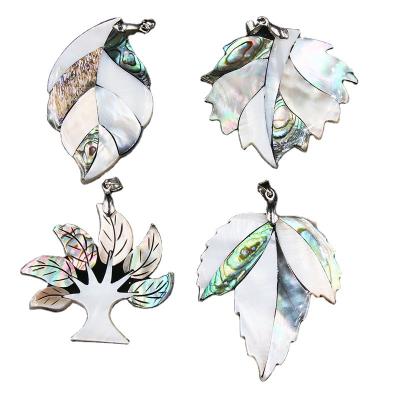 China China Wholesale Natural Animal Shell Pendant Tree Of Life Necklace Abalone Shell White Mosaic Rich Tree Leaves Pendant for sale