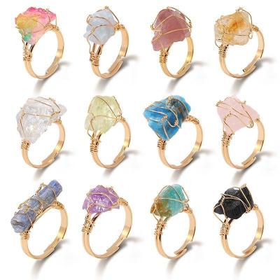 China FASHIONABLE Wholesale Natural Crystal Quartz Raw Stone Rings Gemstone Healing Spiritual Rough Smart Cross Ring Set For Woman Or Man for sale