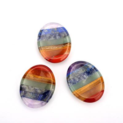 China Wholesale Europe-American Natural Hot Massage Stone Set 45mm*35mm Chakra Worry Stones Thumb Healing Crystal Quartz Worry Splicing Stone for sale