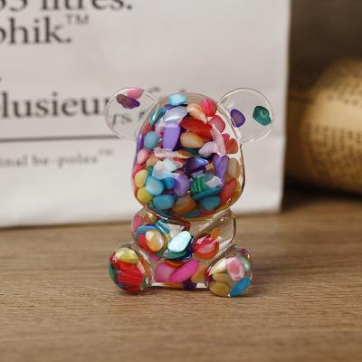 China Wholesale Natural Folk Art Stones Resin Crystal Bear Opens Toy Pet Desktop Ornaments For Decorate for sale