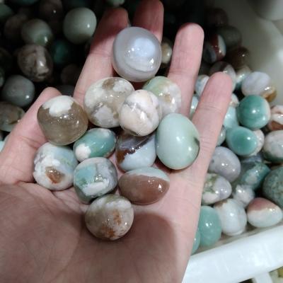 China High Quality Natural Green Agate Crystal Tumbled Stones Flower Healing Crystals from China Stones Flower Agate for Decoration for sale