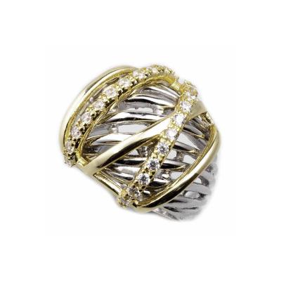 China Fashion CLASSIC Butterfly Ring With 2 Tone Caged Clear Cubic Zirconia Pave Ring For Retail Price glowing *T2067RK for sale