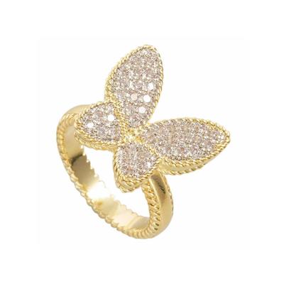 China CLASSIC Hot Selling Gold Plated Ring Set Gold 2 Tone Butterfly Clear Cubic Zirconia Pave Rings Jewelry For Classic *T3260RK for sale