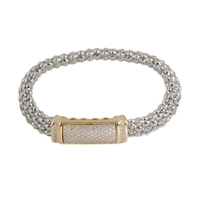 China Cheapest Charms Rhodium Link Casual/Sporty Touch Bracelet 2 Tone Popcorn Cubic Zirconia Pave For Bracelet Making Jewelry *T2408BXKPV for sale