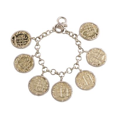 China Quality Products Fashion Casual/Sporty Bracelet Set Rhodium 2 Coin Torn Bracelet For Girls *T2416BXK for sale