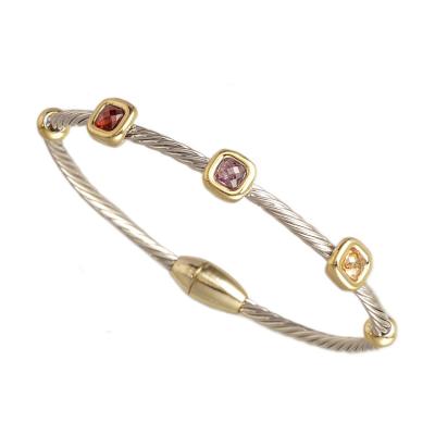 China TWO TONE Gorgeous Best Rhodium Handmade wire bracelets brand charm brass bracelet *T2777BXKDM for sale