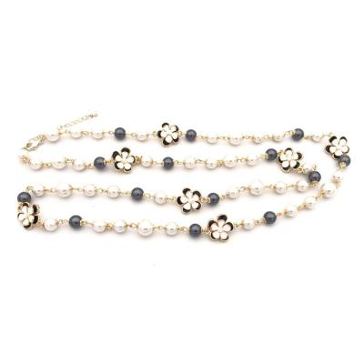 China CLASSIC Top Selling Jewelry Necklaces Gold Enamel Flowers With Pearls Choker Necklace *T1328R-36 for sale