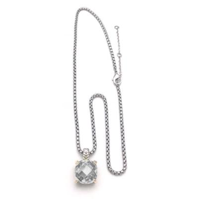 China CLASSIC Tn147-8 Luxury Necklace Rhodium Chain Square Crystal Charm pendant for sale