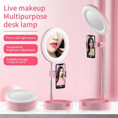 China G3 Beauty Live Broadcast Live Makeup Desk Lamp Selfie Ring Light Universal Foldable Dimmable Phone Stand 42.2*35.2*52.5CM for sale