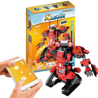 China Toy 392 Pcs Smart Battery Operated RC Robot Series Red Plastic Robot Electric Bricks Toy Building Blocks Set AI Phone App Control RC Toy for sale