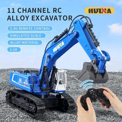 China 1558 Motion Huina 1:18 Alloy Metal Car 3.7v 500mah Battery Recharging Bulldozer 11 Channel RC Excavator Toy 1558 Model for sale