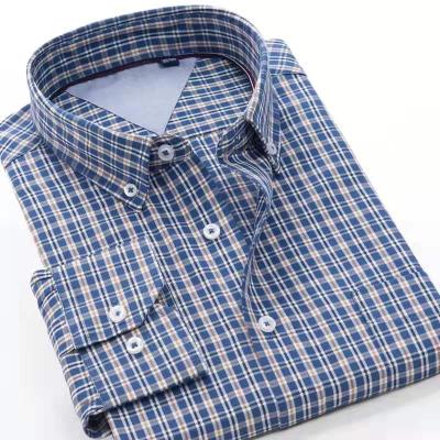 China New Anti-wrinkle plaid large size men's long sleeve shirt plus fat to increase extra large size loose shirts for sale