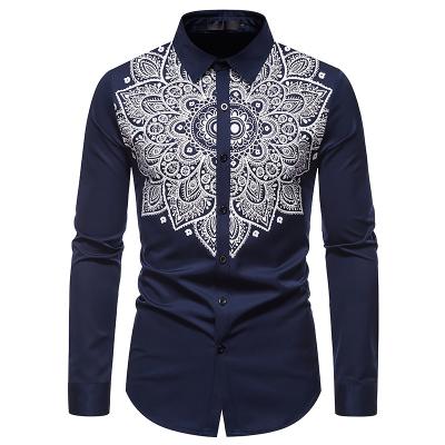 China Anti-Wrinkle Mens Long Sleeve Fashion Printed Slim Fit Formal Mens Shirts Shirt Canvas Wholesale for sale