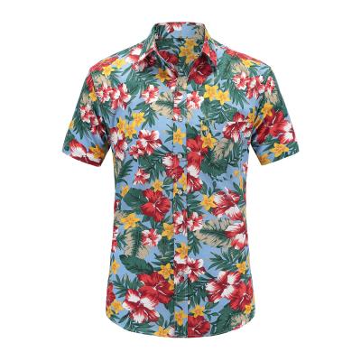 China Anti-wrinkle men's digital printing short sleeve shirt mercerized cotton floral mexican shirt new style plus size for sale