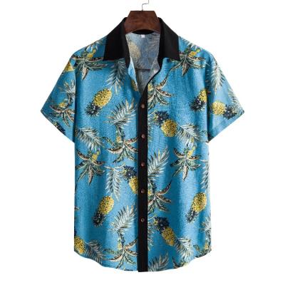 China High Quality Ethnic Style Anti-wrinkle Plus Size Men's Short Sleeve Shirt Hawaiian Loose Casual Beach Print Half-Sleeved Shirts for sale