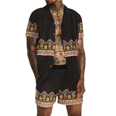 China Anti-wrinkle Hawaiian Men's Short Sleeve Shirt Beach Flower Shirt Loose Summer Shorts Plus Size Customized Set for sale