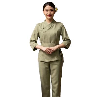 China Breathable Spring Coveralls Beautician and SPA Technician Health Center Staff Uniform Set Long Sleeve Uniforms for sale