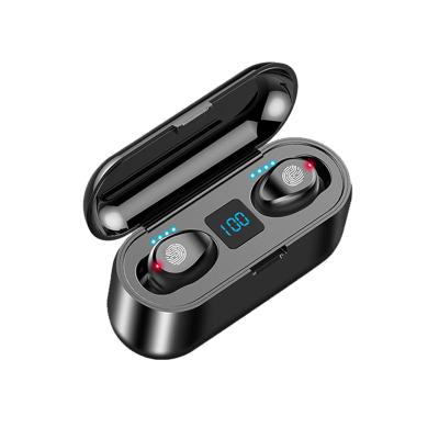 China Wireless Headphone F9 TWS Mini Earbuds Waterproof Rechargeable LCD Display Wireless Earbuds With Charging Box for sale