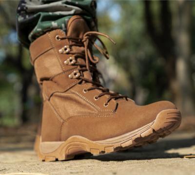 China Anti Slip Anti-Smell Anti-Smell Outsole Brown Rubber Army Combat Boot Military Boot Without Side Zipper for sale