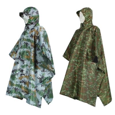 China Camouflage Waterproof Windproof Raincoat Oxford Cloth Adult Outdoor Jungle Hiking Ponchos For Men And Women for sale