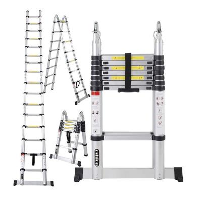 China New Type of Telescopic Ladders - 2 in 1 Aluminum Telescopic Ladder with Finger Gap for sale